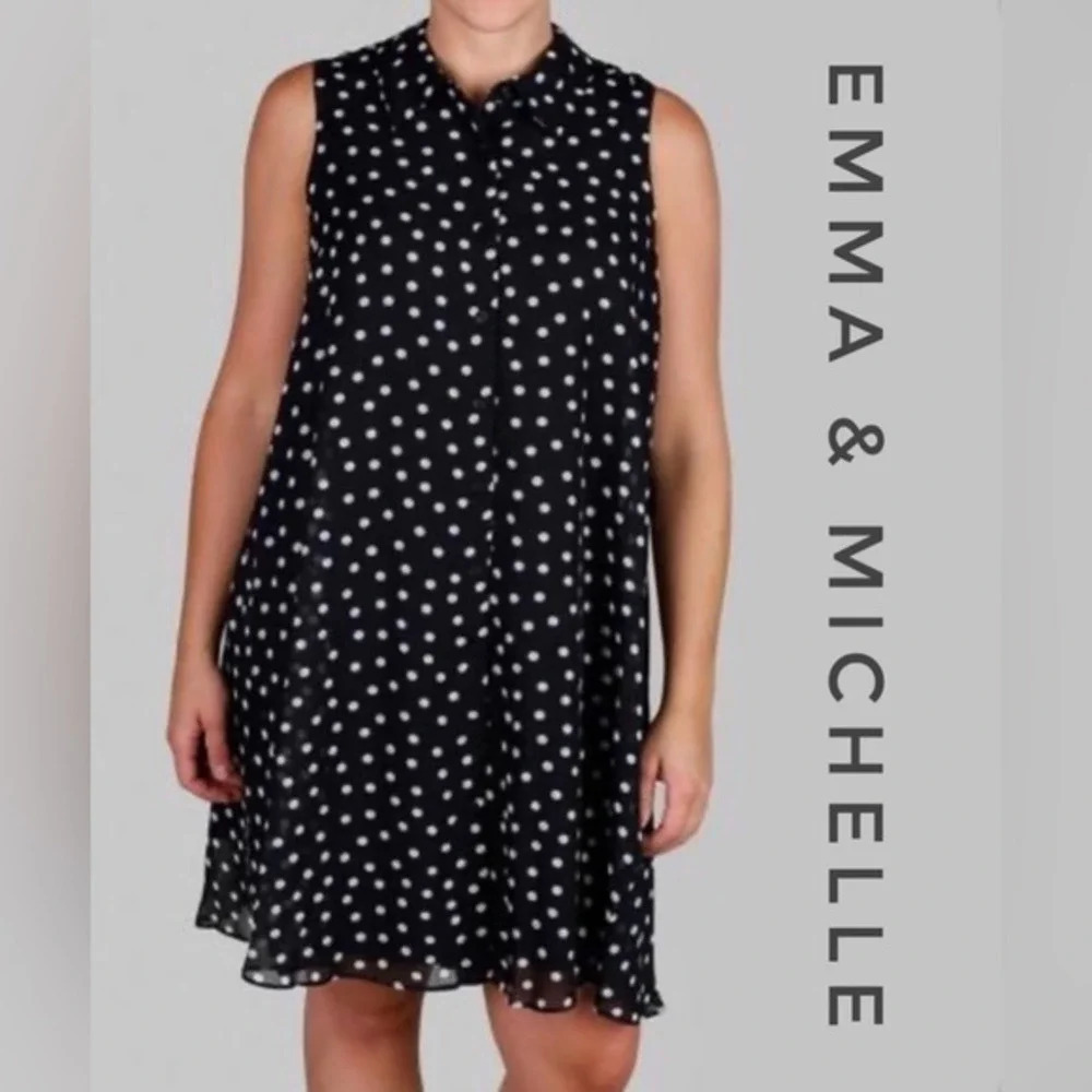 Emma & Michelle Polka Dot Dress Size 3X Navy White